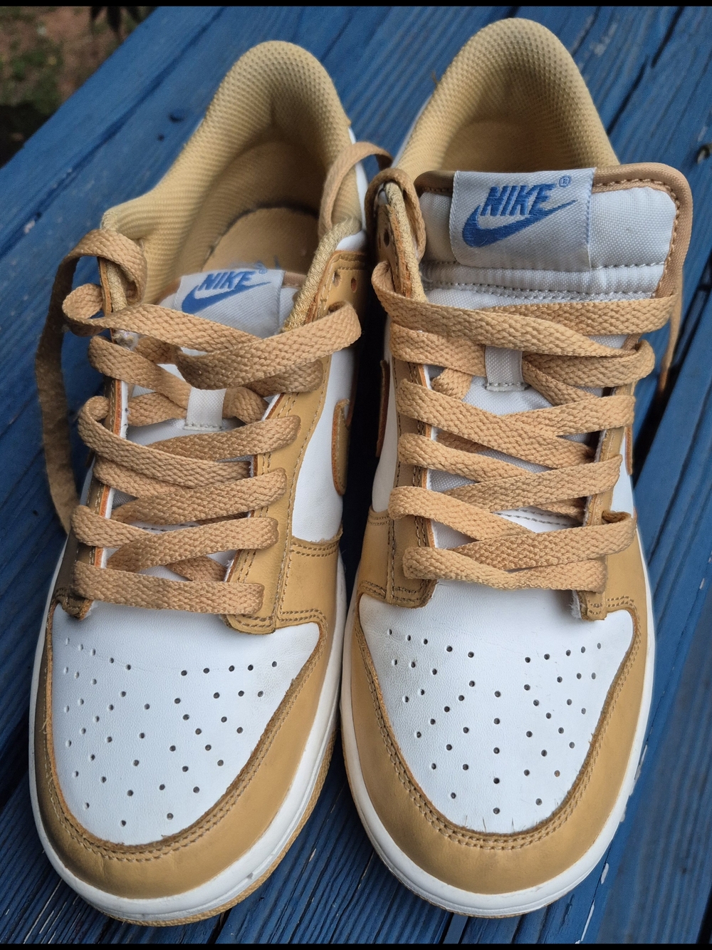 Nike Two-Tone Low Top Sneakers in White and Tan